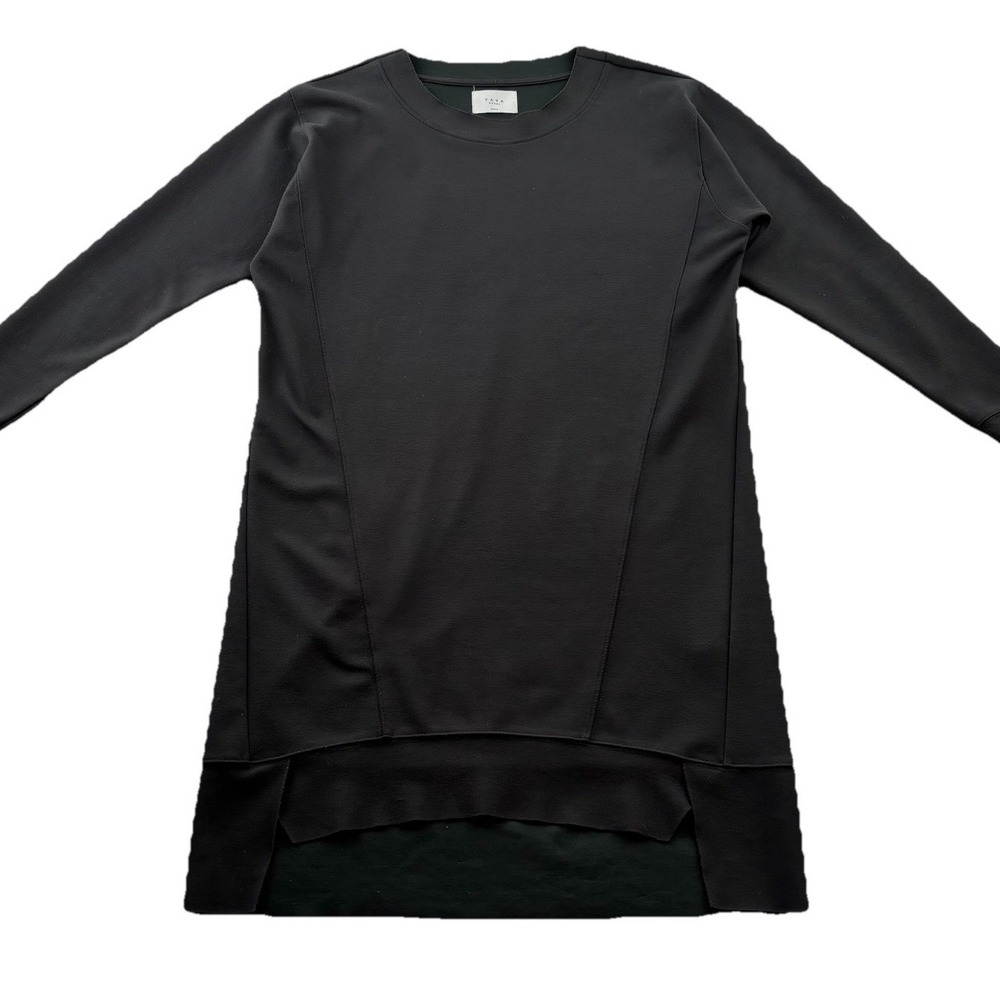 YAYA Women Black Sweatshirt Dress Asymmetrical Hem Minimalist Quiet‎ Luxury M